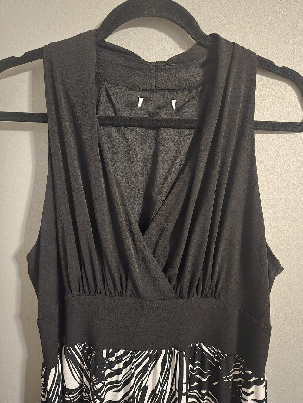 Women's Palm Print Maxi Dress, V-neck, Sleeveless, Summer Resort Coastal Size Lg - Picture 8 of 8